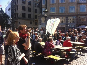 Folkebevægelsen mod EU's grundlovsmøde på Gammeltorv i København 2015