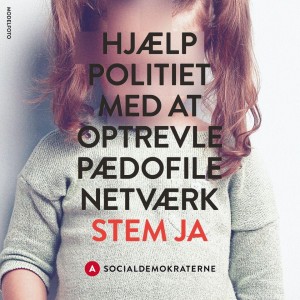 Dette er et elsempel på en af Socialdemokraternes ja-plakater. Den kan bl.a. sese på alle landets togstationer før folkeafstemningen. 